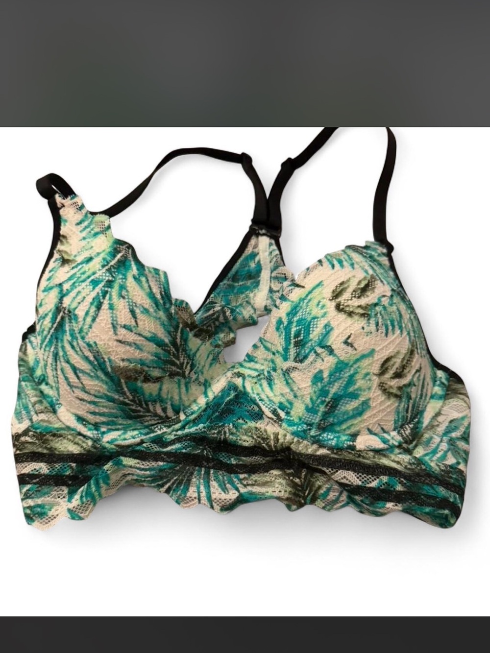 PINK Victoria's Secret Pink and Teal Floral Lace Bralette